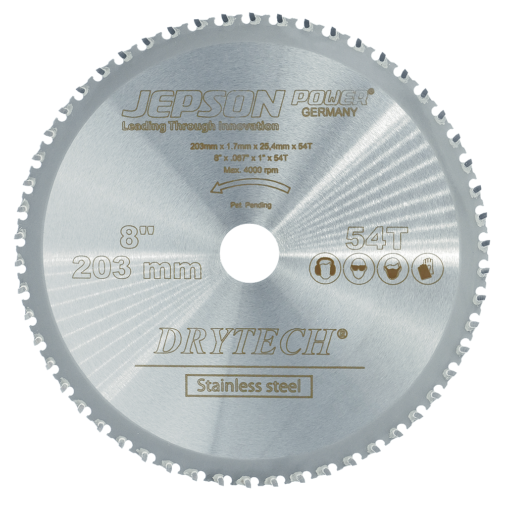 [72120354IM] 8'' Drytech® carbide tipped saw blade ø 203 mm / 54T for stainless steel - 5/8"|16mm bore