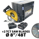 PROMO: 8" HAND DRY CUTTER 8203E CORDLESS with 2x SAW BLADE LBS - IMPACT RESISTANT 8"/48T + 2 batteries 18V, 5.5 A + charging station 110 V LiHD + case