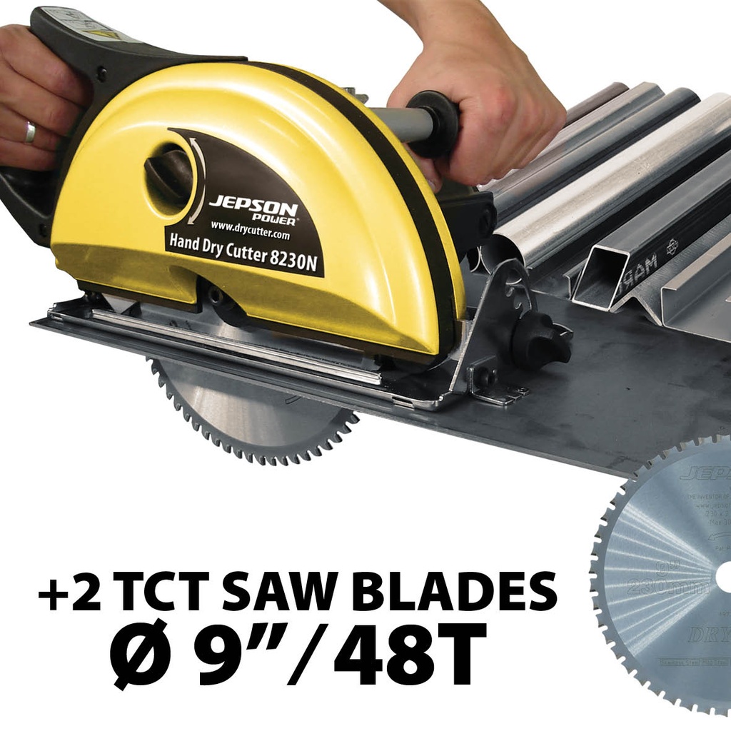 PROMO: 9" HAND DRY CUTTER 8230N with 2 SAW BLADES FOR INOX 9" / 48T + case