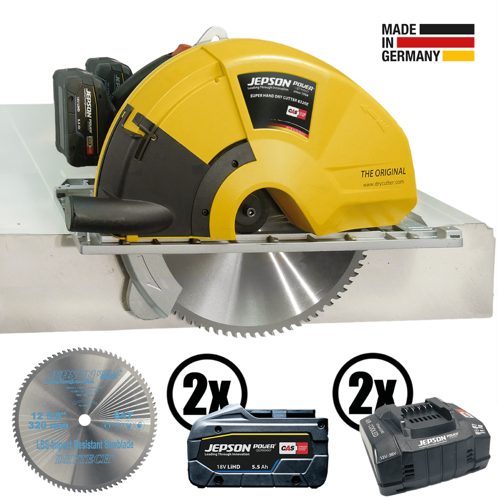 [608270ENAC2] Super Hand Dry Cutter 8320E 36V avec lame Ø 12 5/8" /84D, 2 batteries et 2 chargeurs 115V