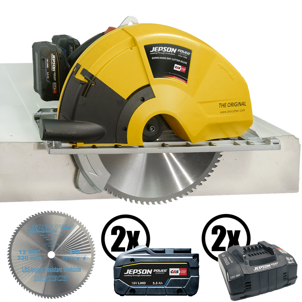 Super Hand Dry Cutter 8320E 36V with Ø 12 5/8" /84T saw blade, 2 batteries and 2 chargers 115V