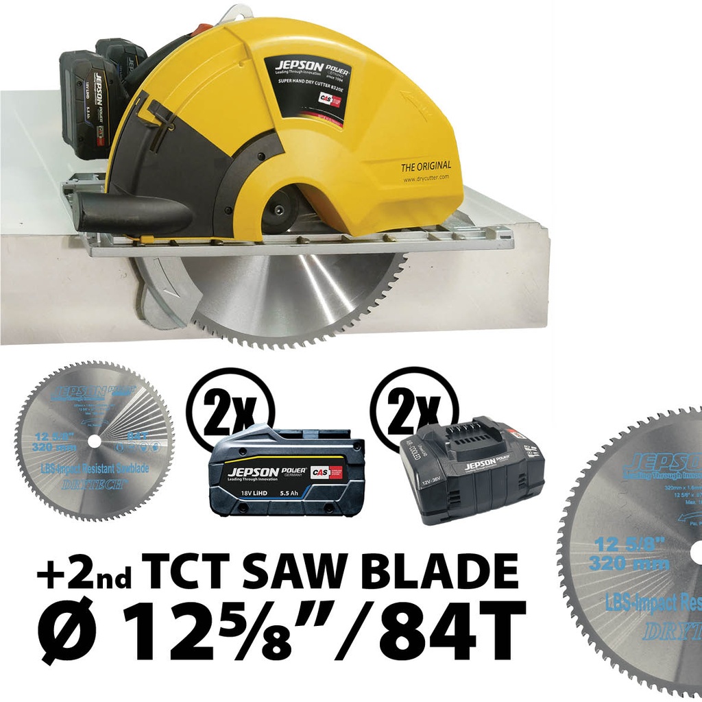 PROMO: Super Hand Dry Cutter 8320E 36V with 2x Ø 12 5/8" /84T saw blades, 2 batteries and 2 chargers 115V