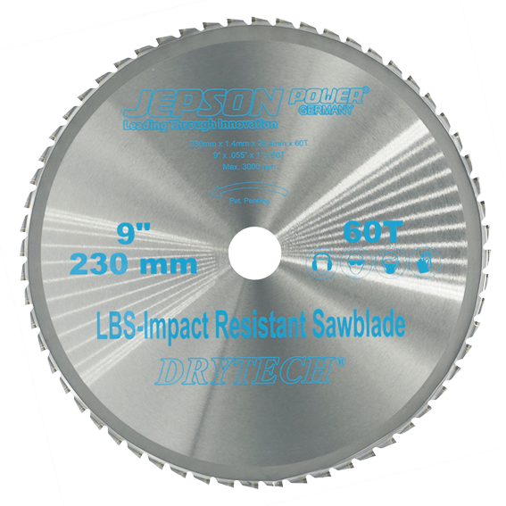 9'' Drytech® carbide tipped saw blade LBS impact resistant ø 230 mm / 60T for steel (thin walled)