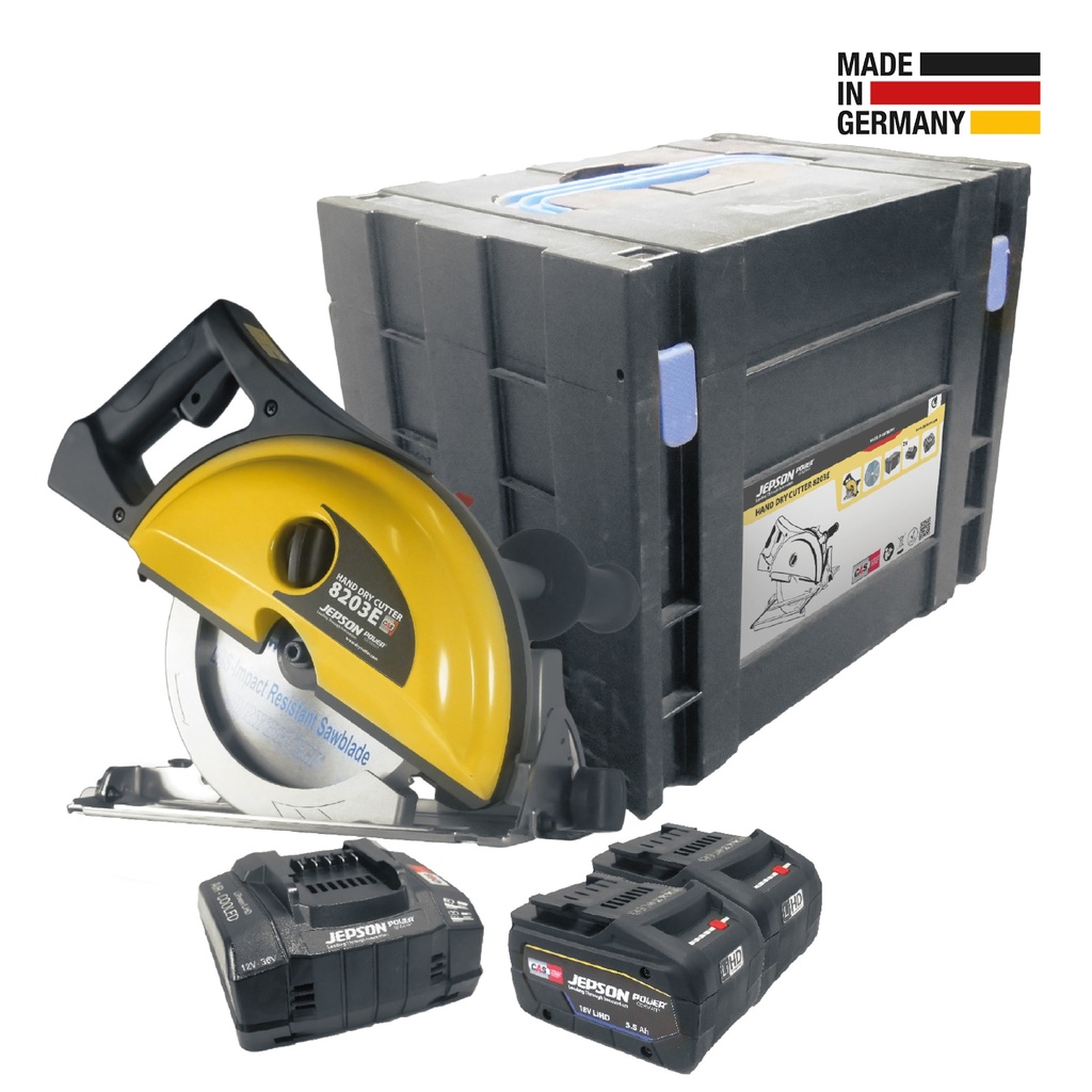 [608295ENA] 8" HAND DRY CUTTER 8203E CORDLESS with SAW BLADE LBS - IMPACT RESISTANT 8"/48T + 2 batteries 18V, 5.5 A + charging station 110 V LiHD + case