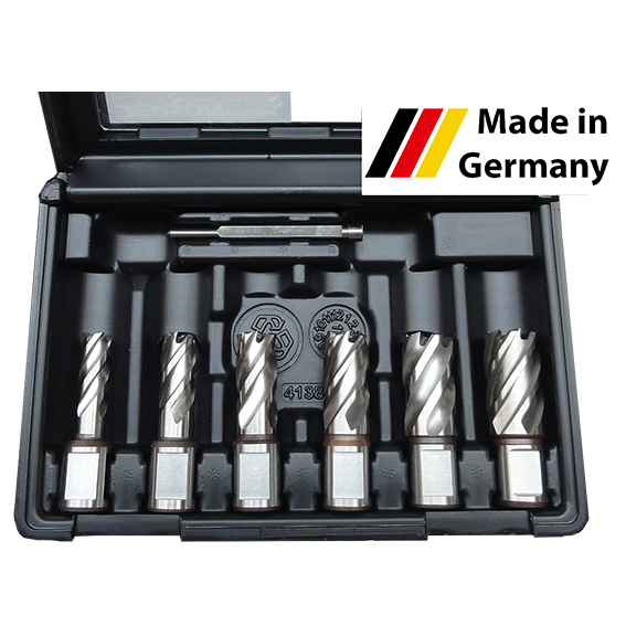 [490145] Core drill set HSS-Co 30 mm x Ø 12, 14, 16, 18, 20, 22 mm + pilote pin